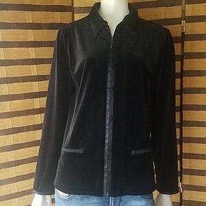 Chico's zip up velvet/satin jacket/top